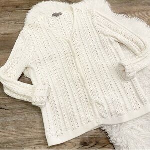 Eddie Bauer Vintage Grandma Sweater Cotton Crochet Coastal 90s Natural Fibers